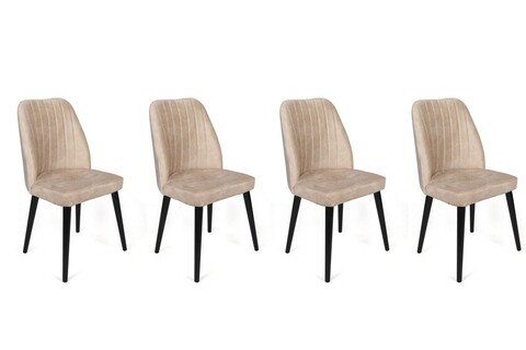 Set scaune 4 piese, Nmobb, Alfa-434 V4, Metal , Crem/Negru