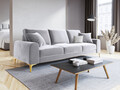 Canapea, Madara, Mazzini Sofas, 3 locuri, gold legs, 222x102x90 cm, catifea, argintiu