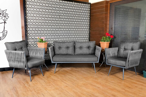 Set mobilier de gradina, valovi, violet, metal, gri