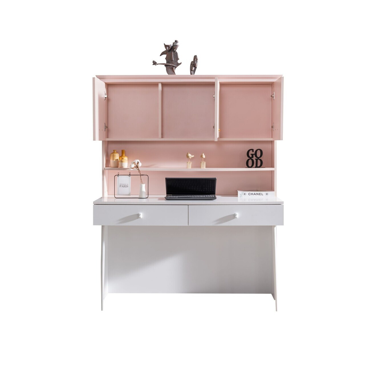 Birou, Hanah Home, Rosa, 138x167x60 cm, PAL, Roz/Alb - view 4