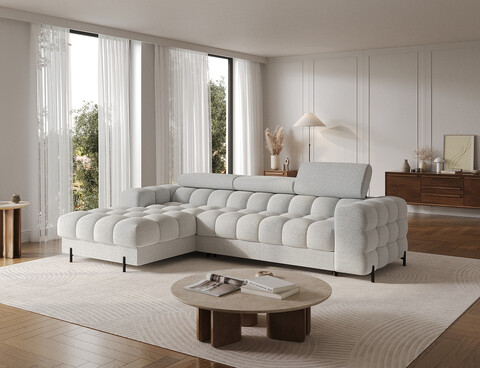 Coltar extensibil dreapta 3 locuri ELTAP, LT-03ROY, Felro, 285x181x93 cm, lemn/poliester, gri deschis
