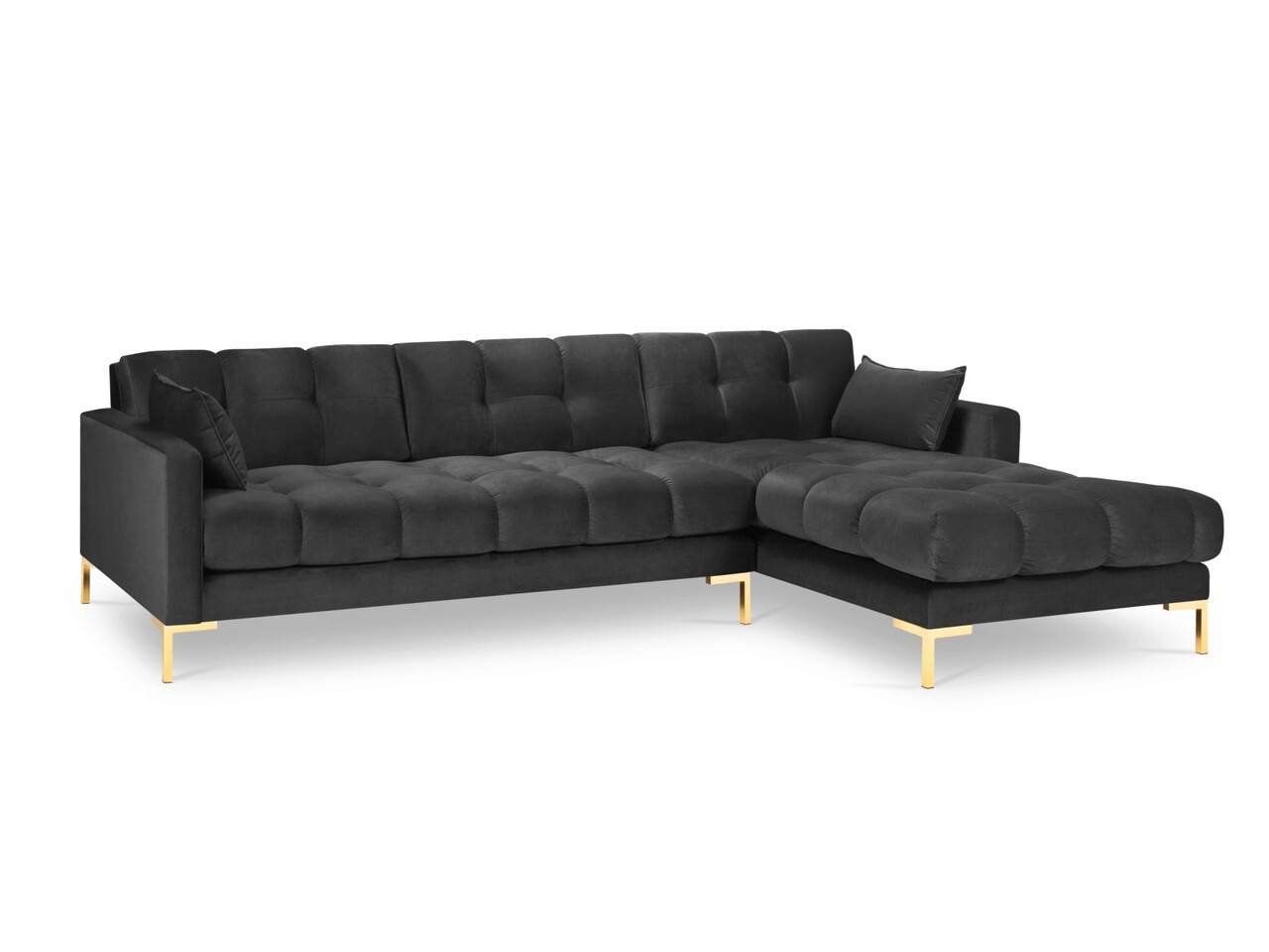 Coltar dreapta 5 locuri, Mamaia, Micadoni Home, GL, 293x185x75 cm, catifea, gri inchis - 1 | YEO