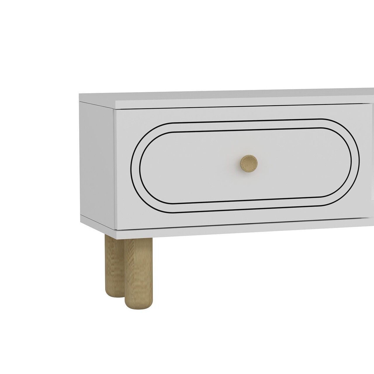 Comoda TV, Hanah Home, Polen Bohem Fireplace, 150x44.6x29.6 cm, PAL , Alb - imagine 5