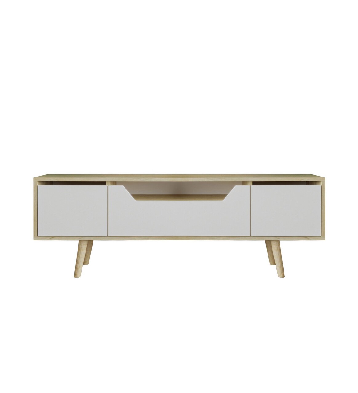 Comoda TV, Hanah Home, Roma 150, 150x53x29.8 cm, PAL, Stejar Safir / Alb - imagine 4