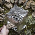 Aragaz pentru camping Flamet, InnovaGoods, pliabil, Ø15.5 x 18 cm, otel inoxidabil, argintiu