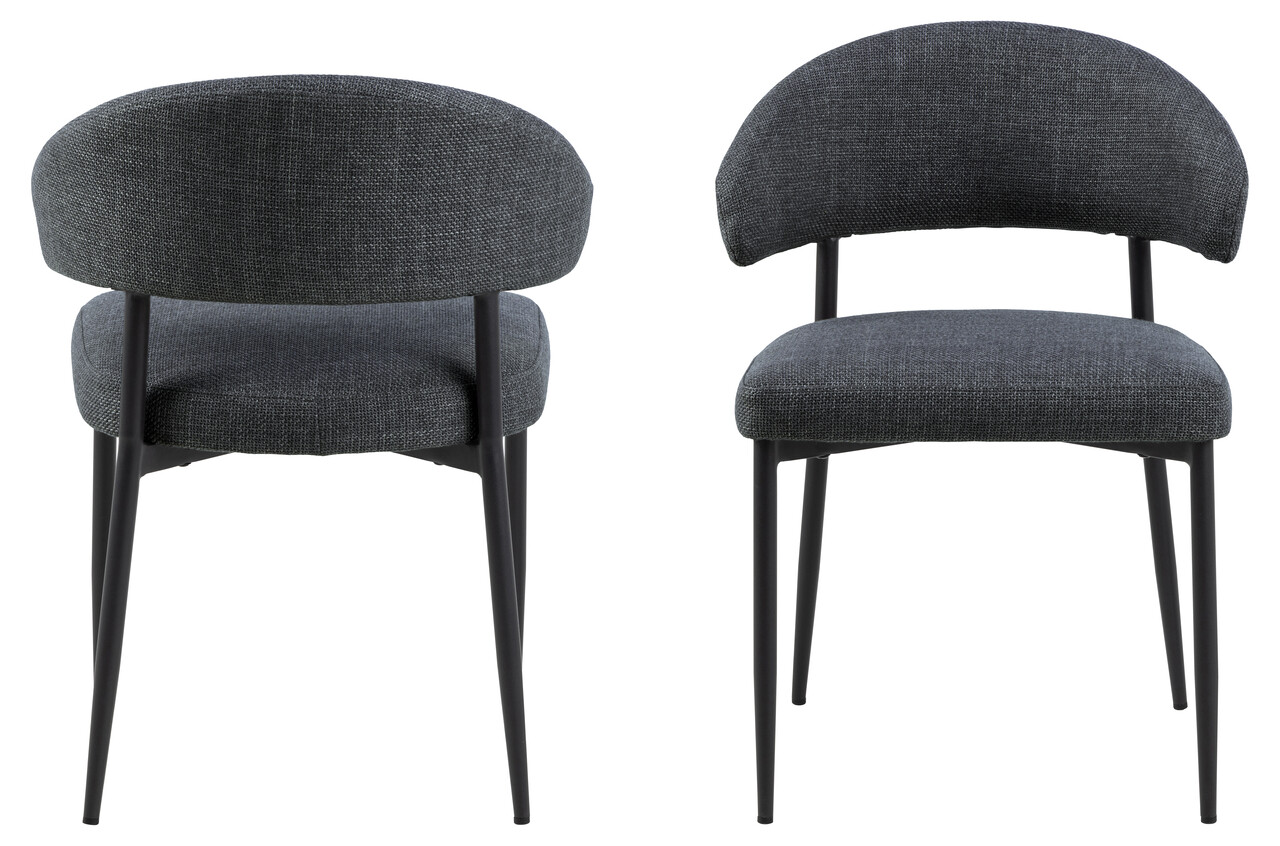 Scaun Edina, Actona, 56x55x77 cm, tesatura structurata/otel, gri inchis - view 8