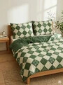 Lenjerie de pat pentru o persoana Patchwork, Homla, 140x200 cm, 2 piese, bumbac, verde/bej