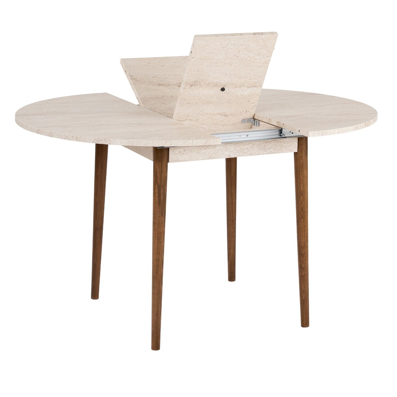 Masa extensibila, Nordure, Viona, 100x75x100 cm, Travertin / Nuc - imagine 6