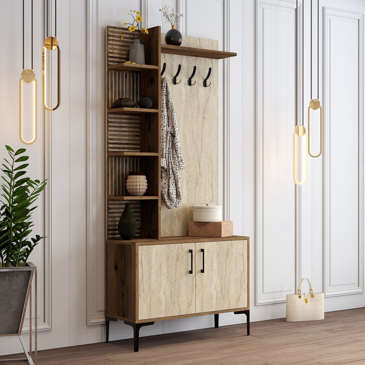 Cuier de perete, Hommy Craft, Viyana D, Nuc / Travertin - 2 | YEO