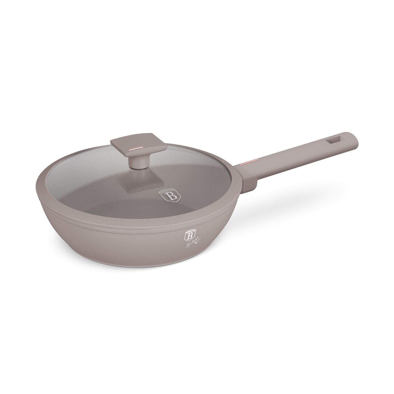 Tigaie adanca cu capac Berlinger Haus, Taupe, 24 cm, 2.3 L, aluminiu forjat, taupe mat - imagine 5