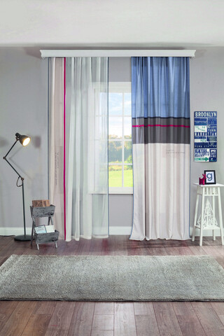 Perdea, Trio Curtain (160×260 Cm), Çilek, Poliester Çilek