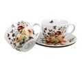 Set 2 cesti cu farfurioara, DUO, Zahra, 280 ml, portelan, multicolor