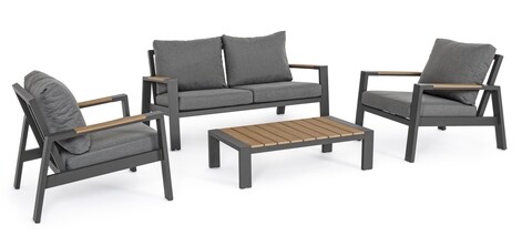 Set mobilier pentru gradina / terasa 4 piese, Einar, Bizzotto, gri carbune