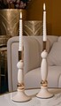 Set 2 suporturi de lumanare Strek, Mauro Ferretti, 9.5x25 cm, 9.5x30 cm, fier, crem/auriu