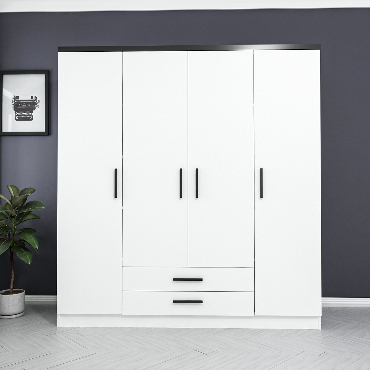 Dulap pentru haine, Minerva, Kale Plus, 180x190x52 cm, PAL, Alb - 1 | YEO