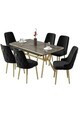 Set masa extensibila si scaune (7 piese), Hanah Home, Nis, Antracit / Aur / Negru
