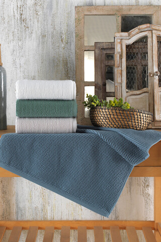 Set prosoape de baie, Şaheser, Serena, Bumbac, Albastru / Gri / Crem / Alb