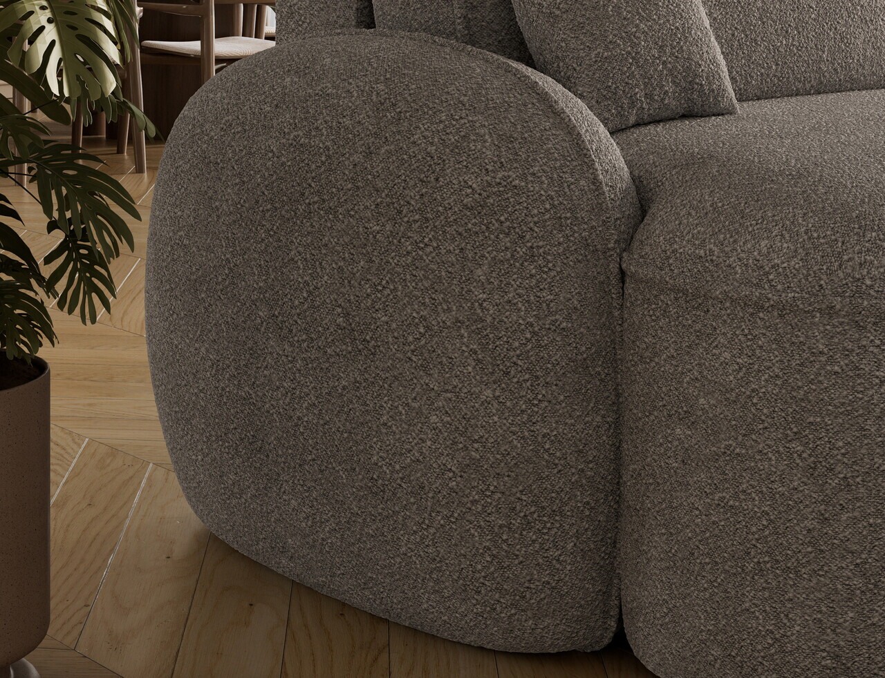 Coltar extensibil dreapta 3 locuri ELTAP, Tesalia, 240x150x93 cm, lemn/tesatura boucle, gri — imaginea 10