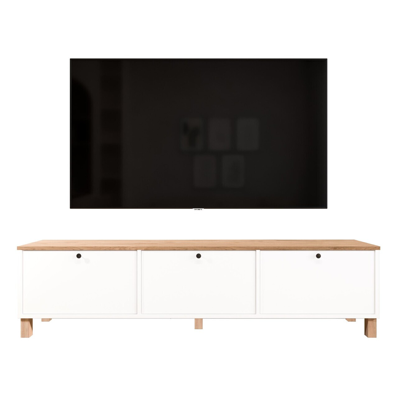 Comoda TV, Hanah Home, Nord, 180x45.6x32 cm, PAL, Alb / Stejar — imaginea 6