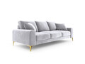 Canapea, Madara, Mazzini Sofas, 3 locuri, gold legs, 222x102x90 cm, catifea, argintiu
