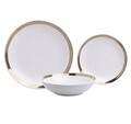 Serviciu de masa 18 piese Quinn, InArt, ceramica, alb/auriu