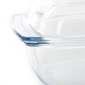 Vas de copt termorezistent cu capac Calde, Homla, 28x21.5x10 cm, 5 L, sticla borosilicata, transparent