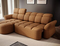 Coltar extensibil stanga 3 locuri ELTAP, Beneth, 301x185x115 cm, lemn/poliester, mustar