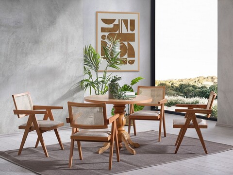 Set masă și scaune (4 piese), Fairfax, Roma, Natural