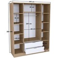 Dulap pentru haine, Miwood, Nisan 1600-018, Nuc deschis / Alb