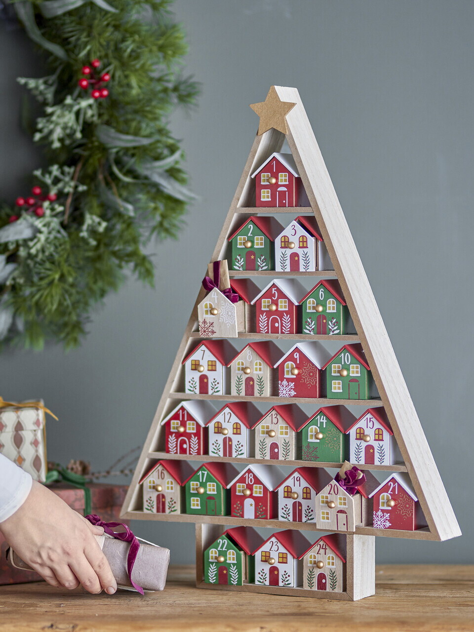 Calendar Advent, Bloomingville, Calvin, 44x6x61.5 cm, MDF, multicolor — imaginea 3