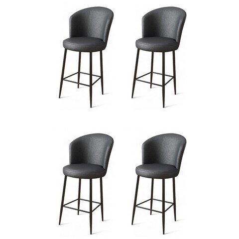 Set scaune  de bar 4 piese, Charlotte, Uras, Metal, Antracit / Negru