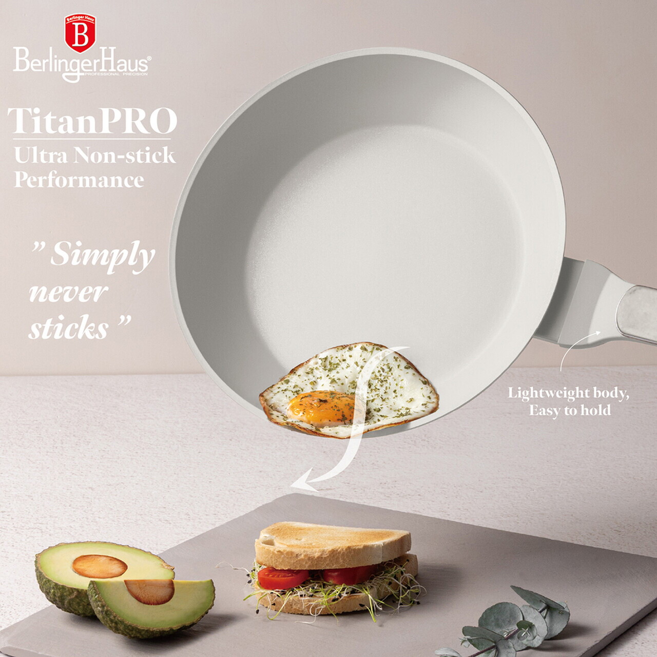 Set 3 tigai si capac Berlinger Haus, Sahara Marble, 20/24/28 cm, aluminiu forjat, crem mat/marmura - imagine 6