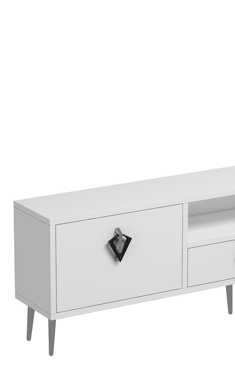 Comoda TV, Hanah Home, 1312-DROP-32, 140x45x30 cm, PAL , White / Black / Silver - view 5
