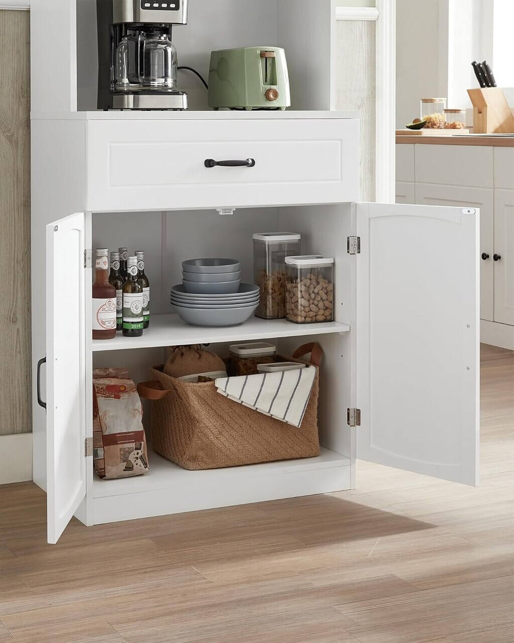 Dulap bucatarie multifunctional, Vasagle, 73x41.5x179.8 cm, MDF/PAL, alb - view 7