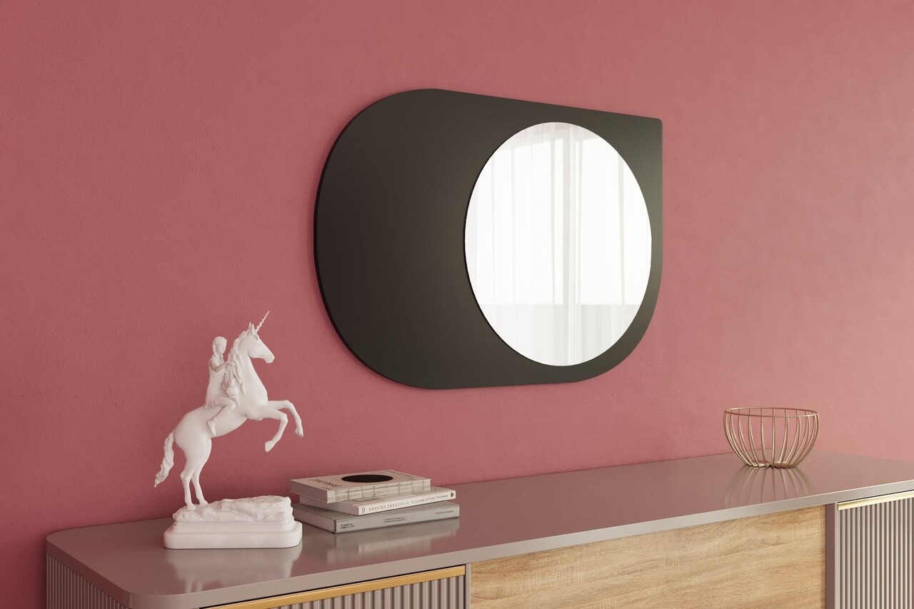 Oglinda decorativa, Siam, Pubble, 60x90x2.2 cm, Negru - 2 | YEO