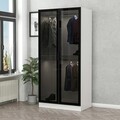 Dulap pentru haine, Minerva, Kale Glass Black, 90x210x52 cm, PAL, Alb/Negru