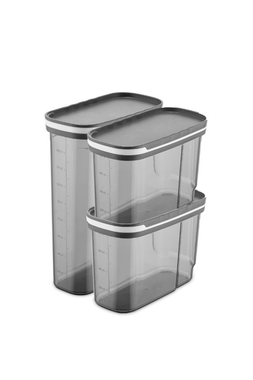 Set recipiente depozitare, Hermia, 964FRM1117, Dimensiune: 9,5 x 19,5 x 13 cm / 1250 ml (2 bucăți), Antracit - view 2
