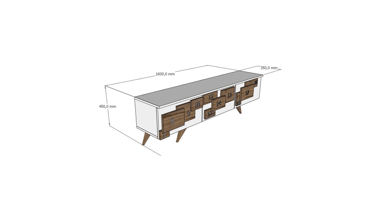 Comoda TV, Zena Home, 3 D, 160x45x35 cm, PAL, Antracit / Nuc
