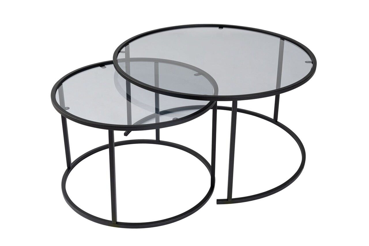 Set masute de cafea, Hanah Home, Black-Grey-80-60, Negru - imagine 6