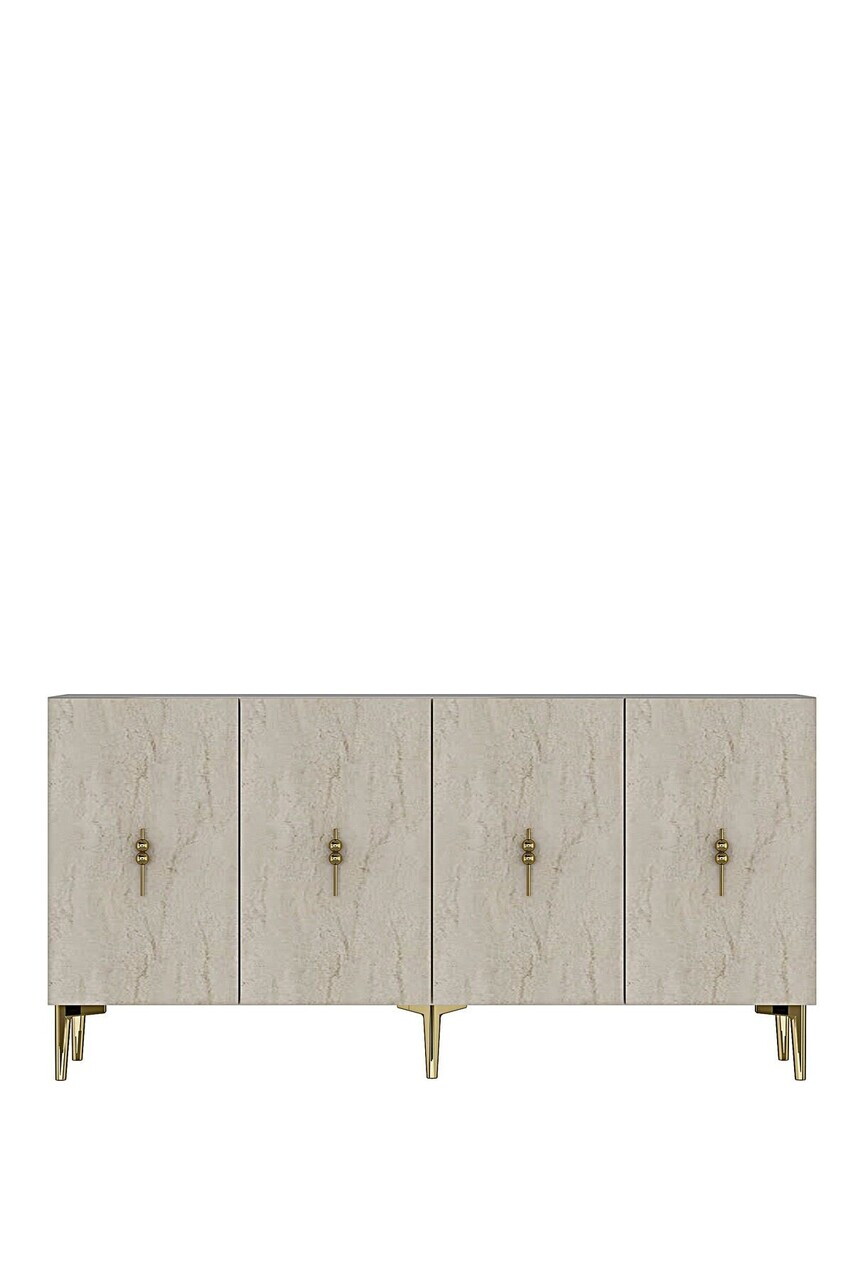 Consola, Hanah Home, Salkım 150, 125x75x32 cm, White / Travertine / Gold — imaginea 6