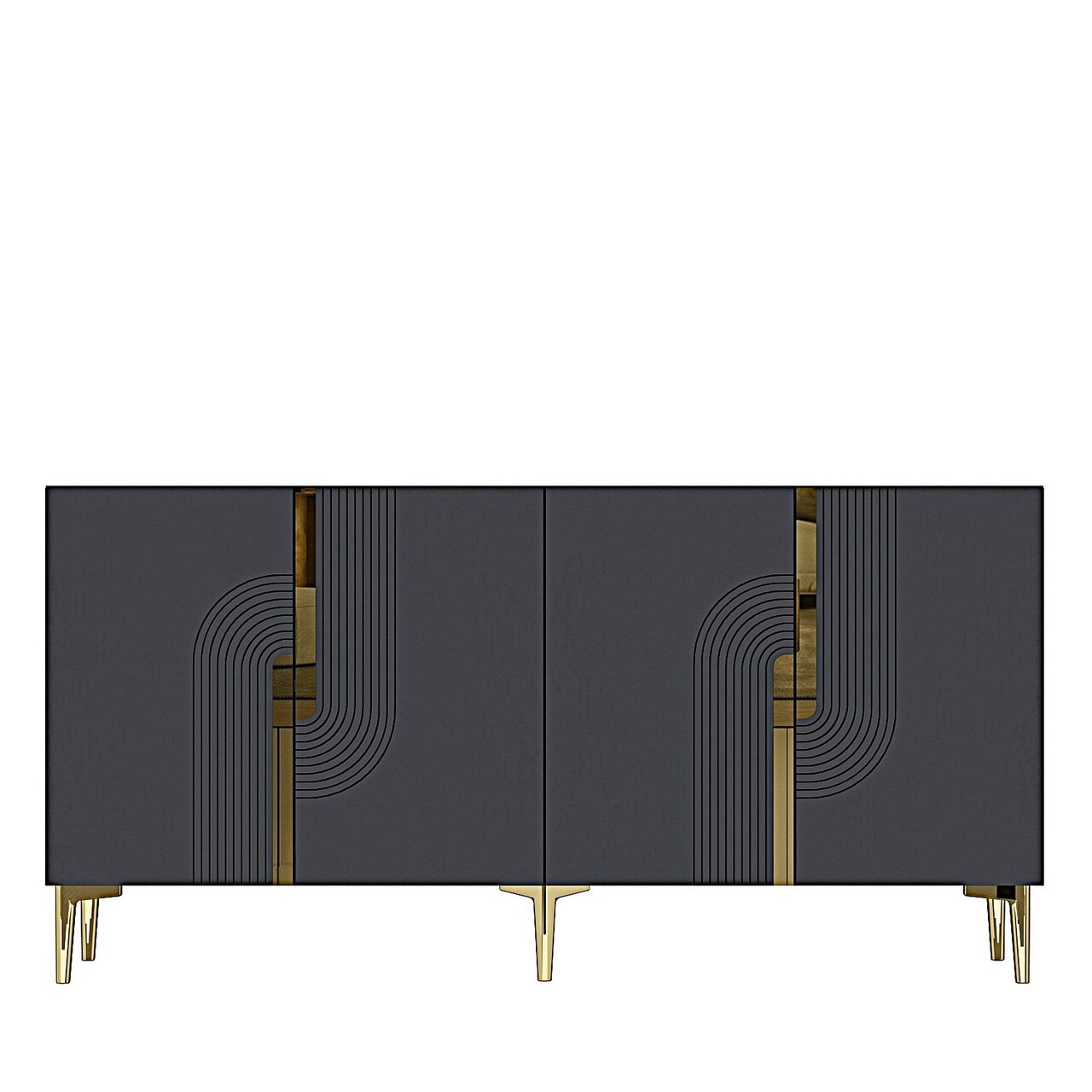 Consola, Hanah Home, Meyra 150, 150x75x32 cm, PAL , Antracit / Aur - view 4