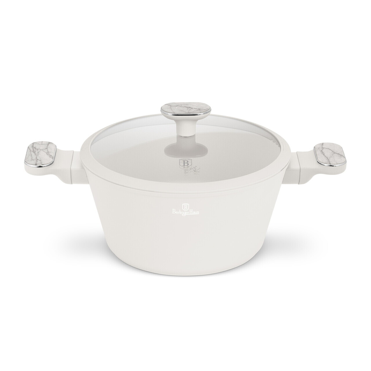 Oala cu capac Berlinger Haus, Sahara Marble, 24 cm, 4.3 L, aluminiu forjat, crem mat/marmura - imagine 11
