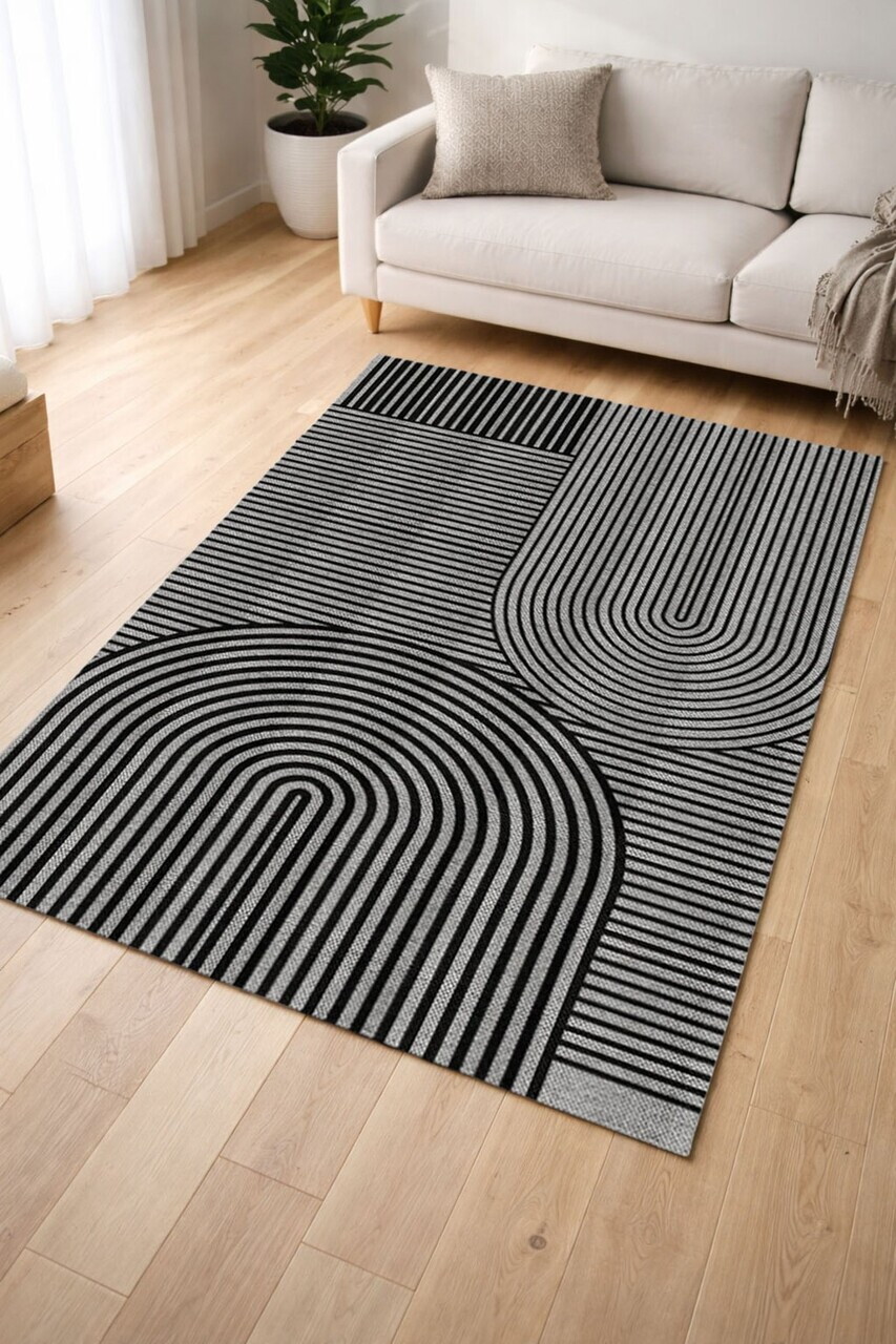 Covor, CLR-7188GRİ-2, 120x200 cm, Poliester, Negru