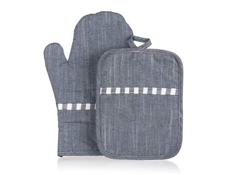 Set 2 piese pentru bucatarie, denim, banquet, policoton, gri