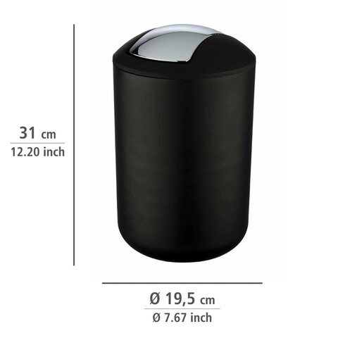 Cos de gunoi, Wenko, Brasil L Black, 19.5 x 31 cm, 6.5 L, plastic, negru