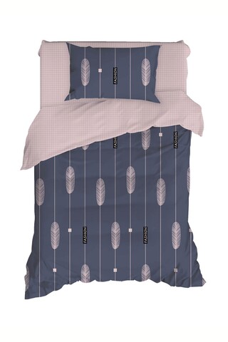 Lenjerie de pat pentru o persoana, Mijolnir, Modena 183MJR02605, 2 piese, bumbac ranforce, bleumarin/roz