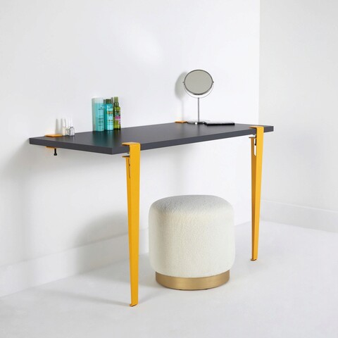 Masa de toaleta / machiaj, Logg, Thetis, 90x75x45 cm, Antracit / Galben 90x75x45 imagine 2022