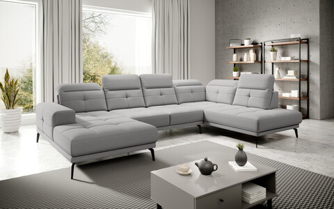 Coltar dreapta 6 locuri ELTAP, RT-04GO, Bretan, 350x205x107 cm, lemn/poliester, gri deschis