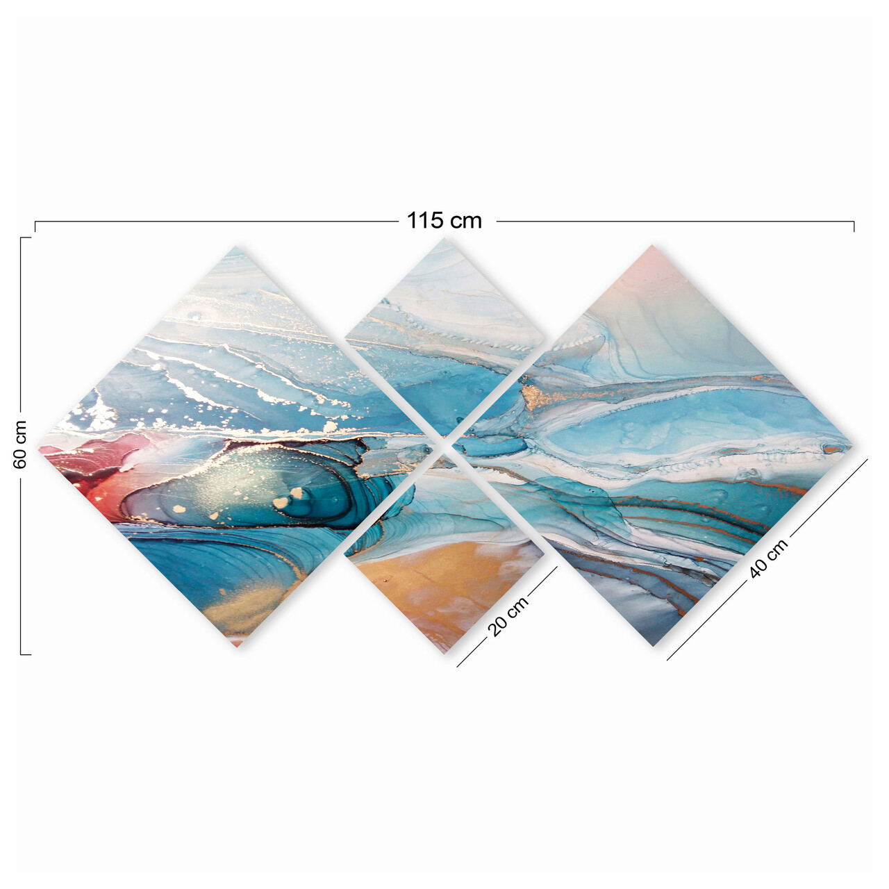 Set 4 tablouri decorative, 4MDF1660425874, MDF, Imprimat UV, Multicolor - 2 | YEO