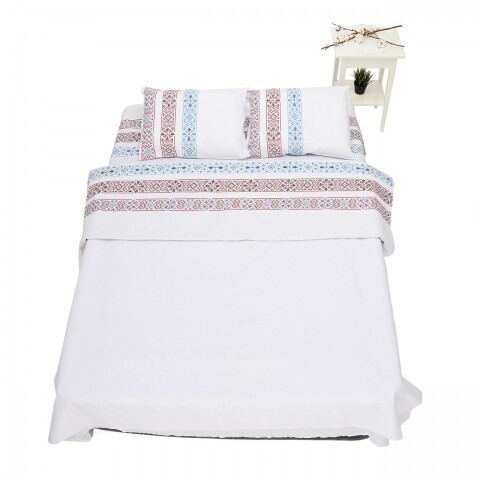 Lenjerie de pat dubla Traditional Blue, Heinner Home, 4 piese,  200 x 220 cm, 100% bumbac, albastru si alb